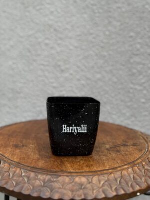 Pebble Mist - Black Pot with Blue Dots